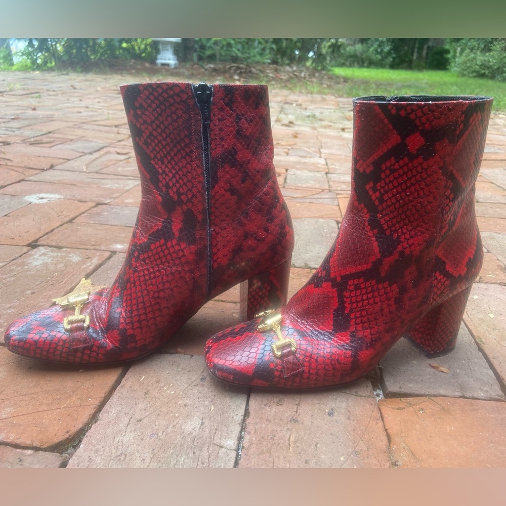 Cavalli Class By Roberto Cavalli Red Python Bootie - image 3